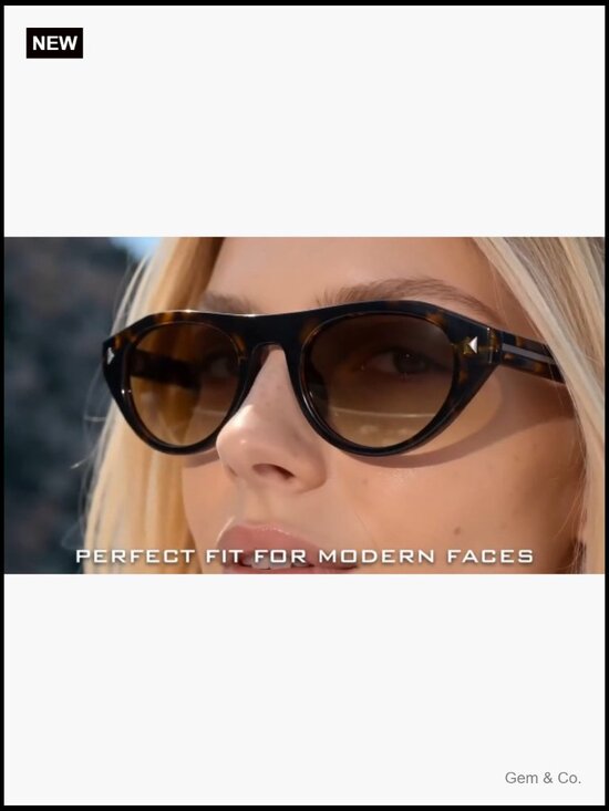 Oval Cat Eye Sunglasses Retro Cateye Frame UV Protection Travel Driving